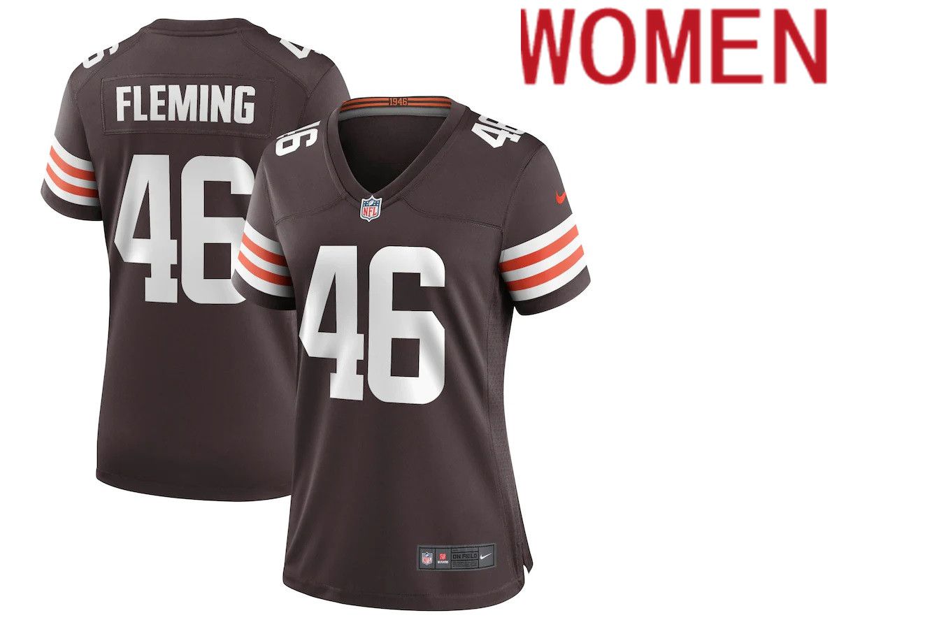 Women Cleveland Browns #46 Don Fleming Nike Brown Retired Player NFL Jersey->women nfl jersey->Women Jersey